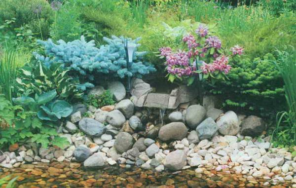 Вариант создания сада с искусственным ручьем с фото